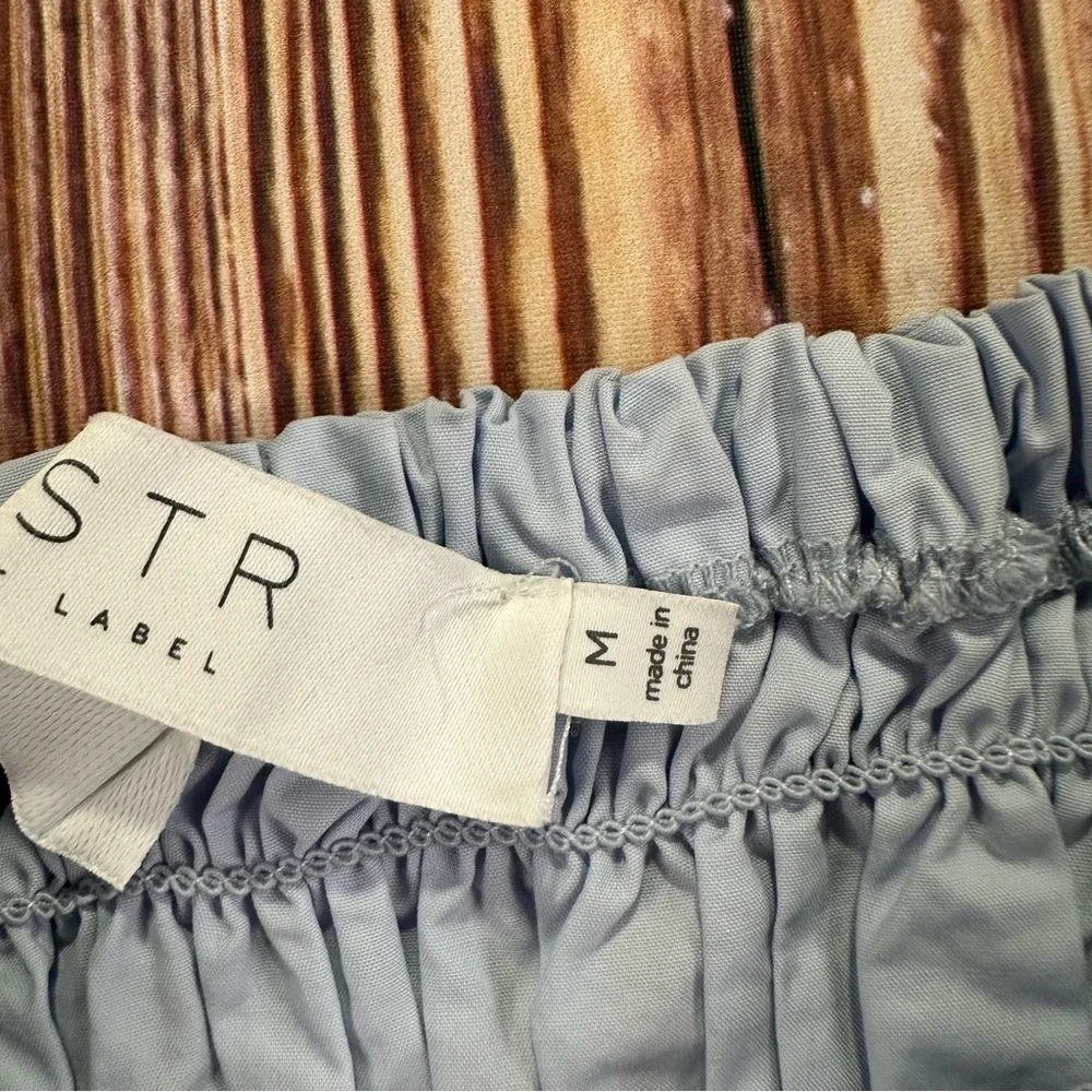 Astr Light Blue Smocked Puff Sleeve Blouse Size Medium